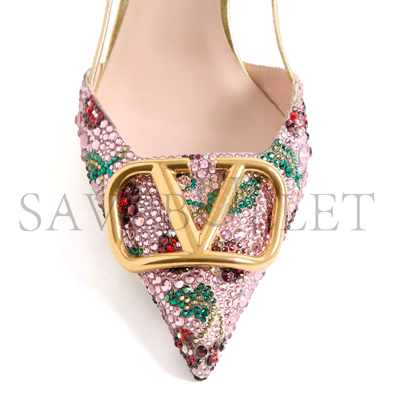 Va1e*ntin0 vlogo signature slingback dÉcolletÉ with cherryfic embroidery 80mm 8w2s0r01sia_a4w